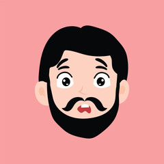 Emoticon avatar of a man with a mustache and a beard. man expression face	
