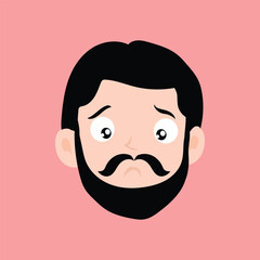 Emoticon avatar of a man with a mustache and a beard. man expression face	
