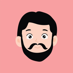 Emoticon avatar of a man with a mustache and a beard. man expression face	
