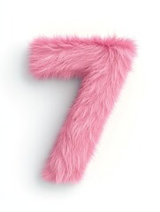 Soft, playful number seven covered in pink fur showcases a whimsical style perfect for children's room decoration or festive events