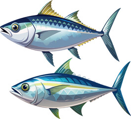 silver mackerel fish with fine scales and shiny finish, single on white. Fresh atlantic mackerel on a white background