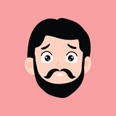 Emoticon avatar of a man with a mustache and a beard. man expression face	
