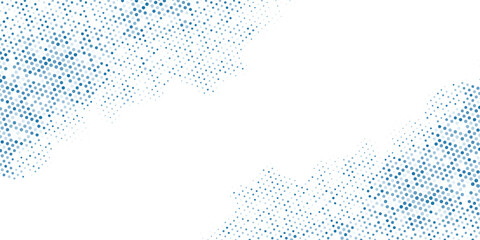 Vector abstract blue background frame of geometric shapes. Circular ornament. Pattern of dots, particles, modern arts