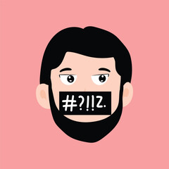 Emoticon avatar of a man with a mustache and a beard. man expression face	
