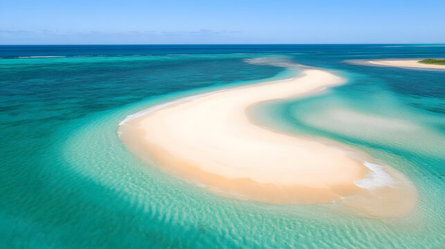 Aerial View of a Pristine Sandbar in Turquoise Waters