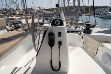 Steering wheel sailboat. High quality photo