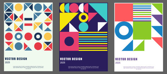 Colorful posters set. Modern abstract promotional flyer background. Vector illustration