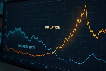 Detailed Financial Graph Illustrating Inflation Trends Against Interest Rate Movements Over Time