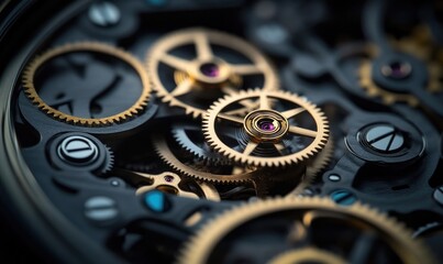 Detailed Close-up of a Watch Movement Mechanism