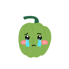  Kawaii pepper cartoon character. Kawaii cartoon pepper set. Funny fruit characters with smiling faces, hearts and sparkles. Cute and simple doodle style drawing