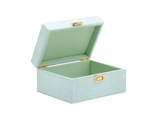 Stylish mint green box features a soft interior and a sturdy gold clasp, perfect for organizing jewelry or other small items at home