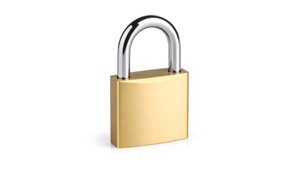 Naklejka premium Gold padlock on white background (2)