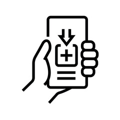 Mobile medical application line black icon. Sign for web page, mobile app,