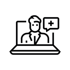 telemedicine line black icon. Sign for web page, mobile app,