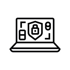 Cybersecurity in medicine line black icon. Sign for web page, mobile app,