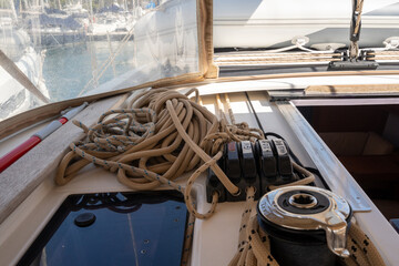 Ropes sailboat. High quality photo