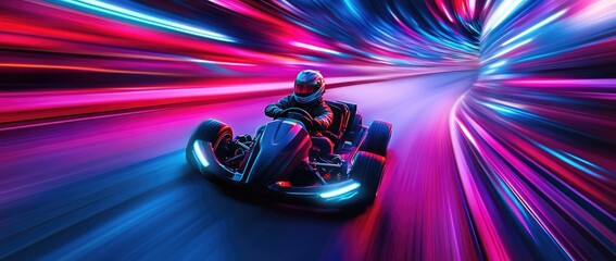 Night Kart Racing. High-Speed Action in Neon City