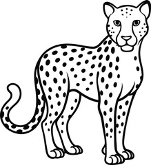 Fototapeta premium Cheetah black silhouette on white background 