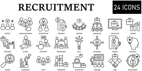 Set of recruitment Icons or symbols Vector fully editable file.