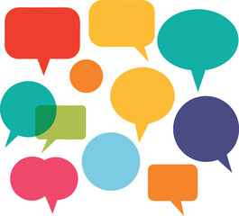 Colorful vector set of speech bubbles for communication and chat