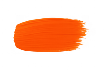 Orange paint brush stroke splashing vibrant color, creating artistic accent against transparent backdrop for graphic design