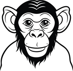 Obraz premium Chimpanzee black silhouette on white background 