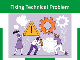 Business Team Fixing Technical Problem Animation