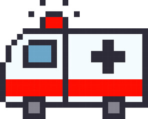 pixel vector illustration of ambulance ©  Phoenixel