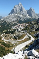 Scenic Mountain Road to Village in Gran Sasso National Park, Ita