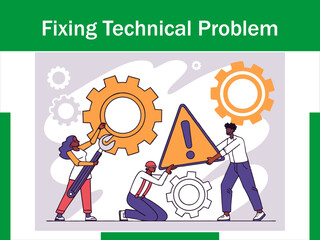 Business Team Fixing Technical Problem Animation