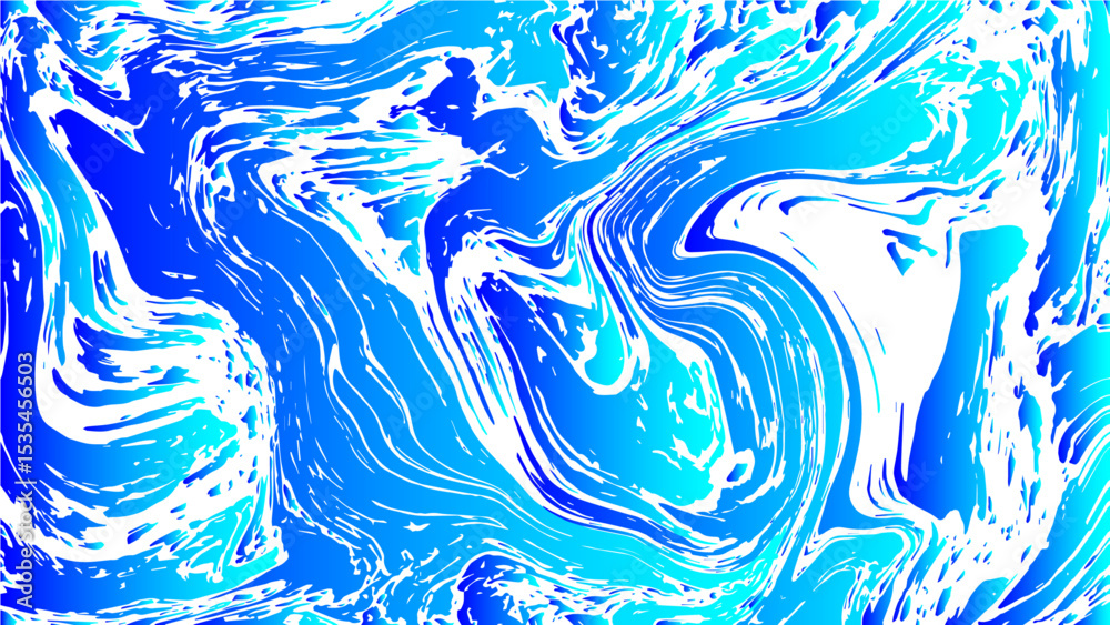 Poster abstract vivid background with dynamic fluid swirls and marble-like textures in various shades of bl