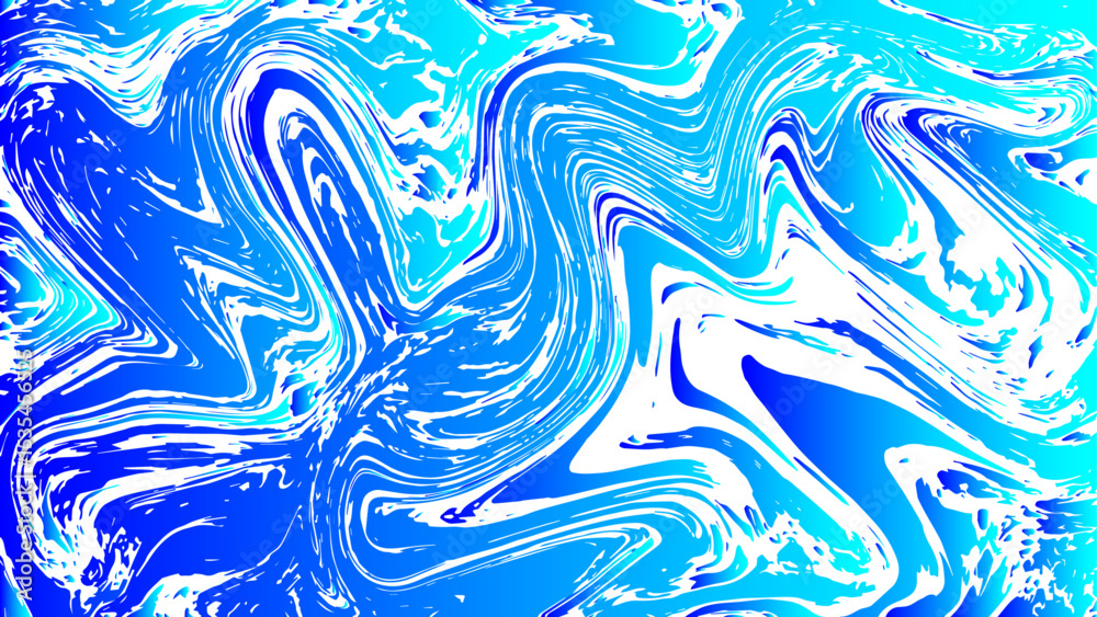 Aufkleber Abstract vivid background with dynamic fluid swirls and marble-like textures in various shades of blue and cyan. Irregular, flowing patterns that mimic water currents or ink. Deep royal blue to bright