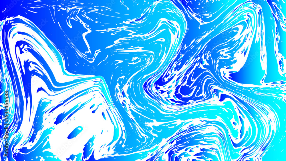 Poster abstract vivid background with dynamic fluid swirls and marble-like textures in various shades of bl