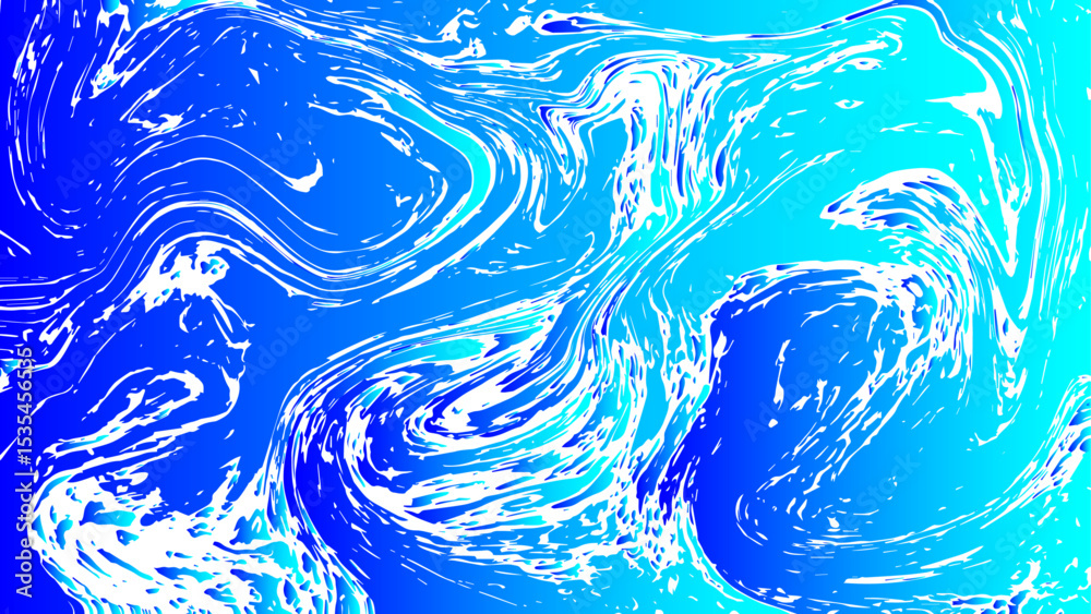 Poster abstract vivid background with dynamic fluid swirls and marble-like textures in various shades of bl