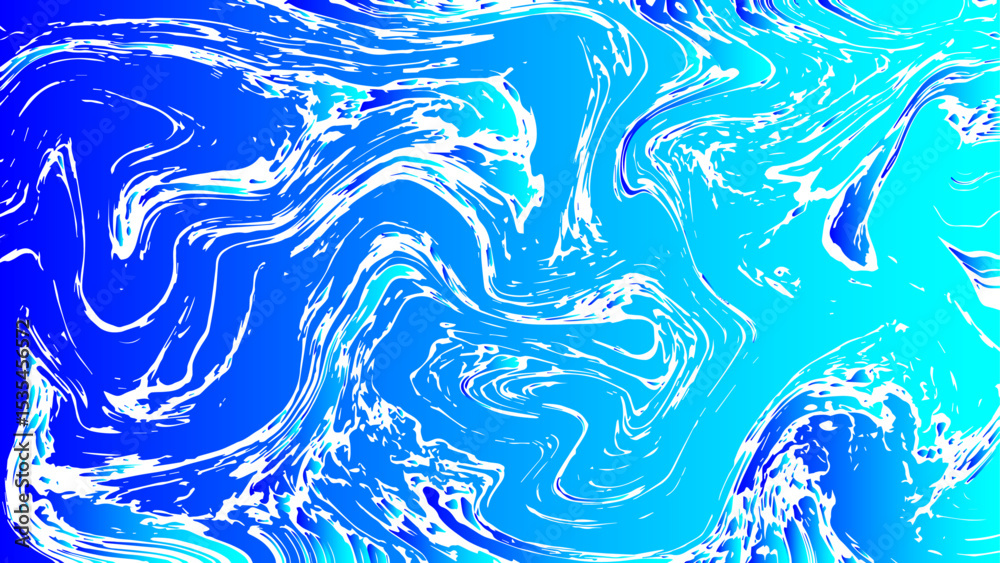 Aufkleber Abstract vivid background with dynamic fluid swirls and marble-like textures in various shades of blue and cyan. Irregular, flowing patterns that mimic water currents or ink. Deep royal blue to bright