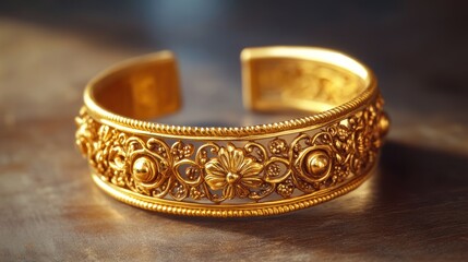 Royal Gold Cuff with Intricate Detailing