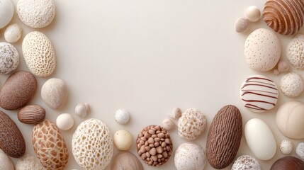 Obraz premium Abstract greeting art with hello letter concept neutral environment of textured stones