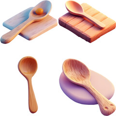 wooden spoons on white background