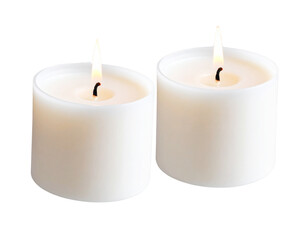 Floating Yellow Candle with Flame Reflection, isolated on a transparent background.