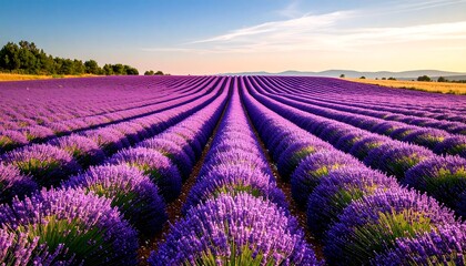 Fototapeta premium Serene Lavender Fields A Breathtaking Panorama of Purple Blossoms
