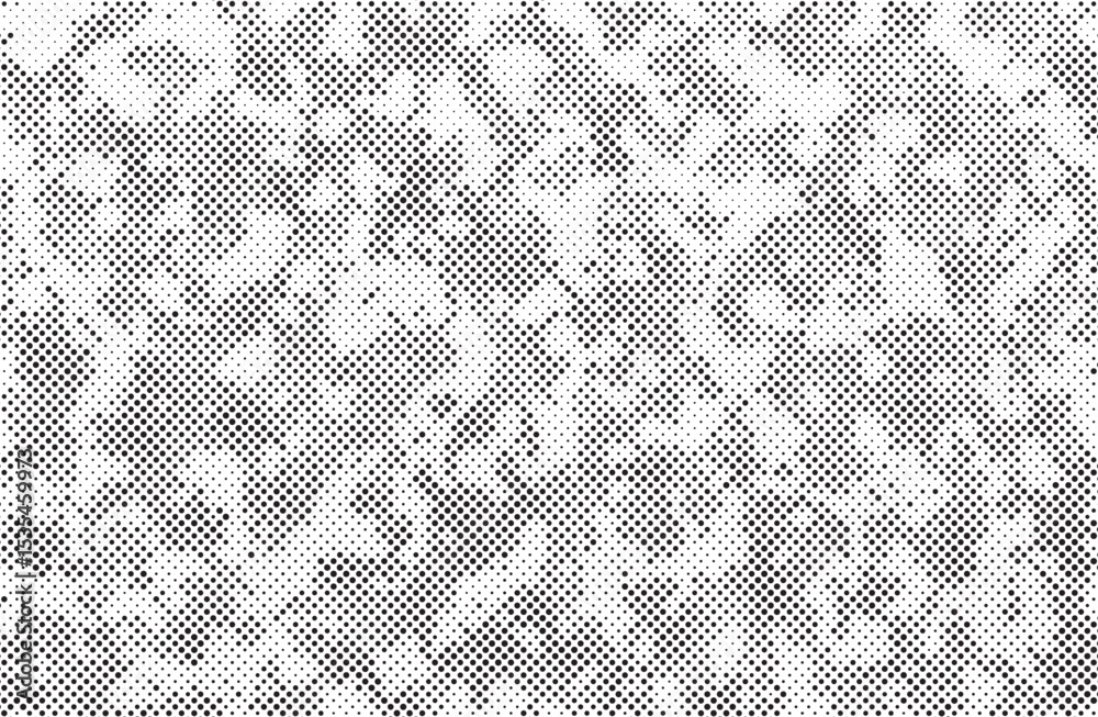 Poster Abstract halftone seamless camouflage pattern. Repeating digital dotted hexagonal camo military texture background. Abstract modern fabric textile ornament. Vector illustration.