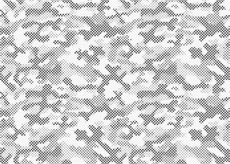 Abstract halftone seamless camouflage pattern. Repeating digital dotted hexagonal camo military texture background. Abstract modern fabric textile ornament. Vector illustration.	