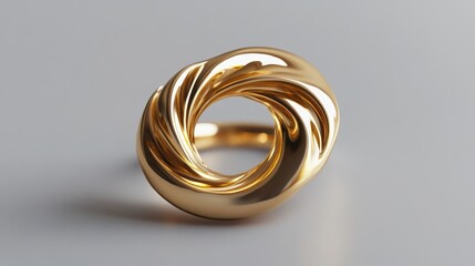 Spiral Gold Ring in Realistic 3D View