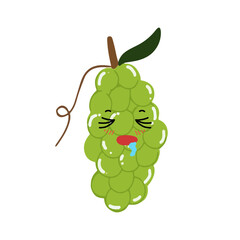 Green grapes cartoon character. Kawaiii emoticon element stock