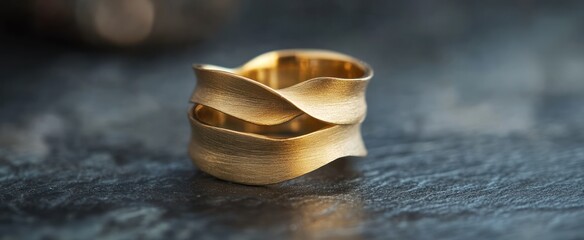 Stackable 3D Gold Rings with Matte Finish