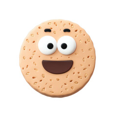Fototapeta premium Smiling oat cookie with large eyes and cartoonish face detail