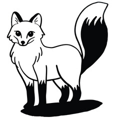Fototapeta premium Charming black and white illustration of a fox standing proudly against a white background
