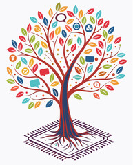 Naklejka premium Tree of Digital Knowledge – Vector Symbol