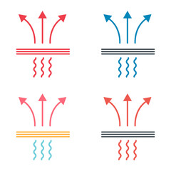 Set of Breathable resistant icon, waterproof material protection sign, web vector illustration .