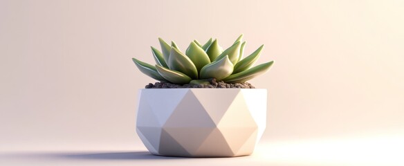 Succulent Plant in Geometric 3D Pot
